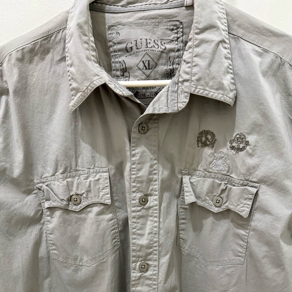 Guess Light Gray Embroidered Shirt XL